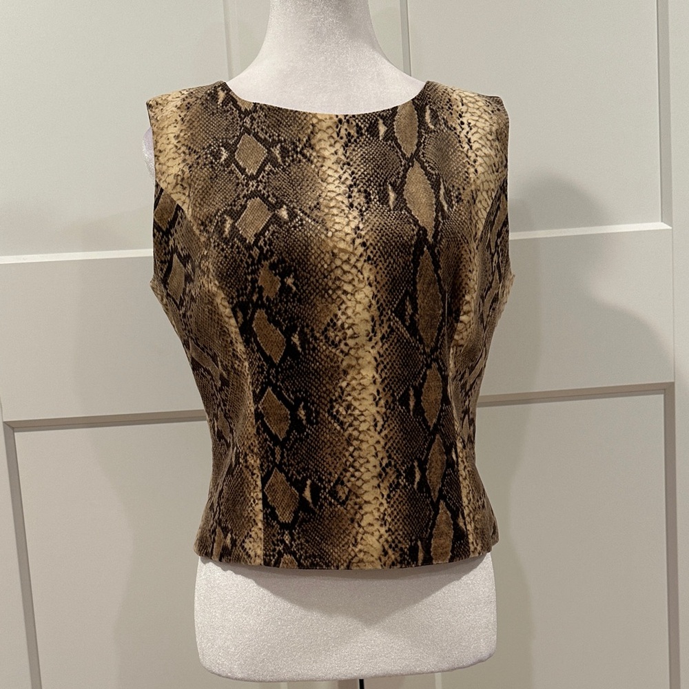 Valentino Brown Snake Print sleeveless top - Picture 1 of 8